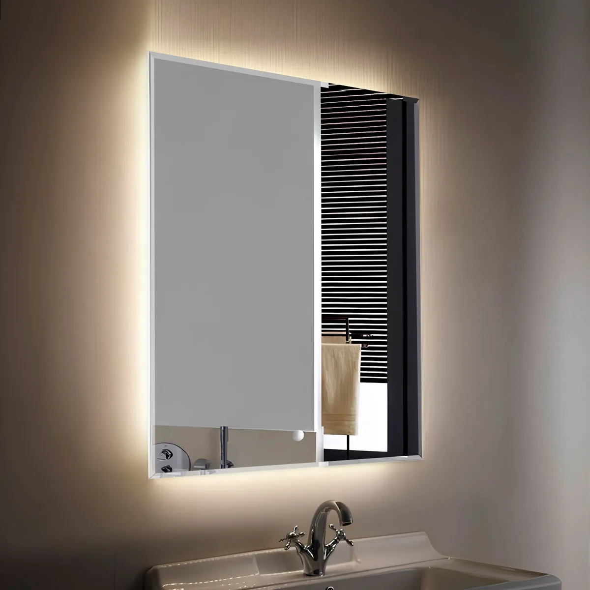 Espelho para Banheiro com Led 80x60cm com Bisotê